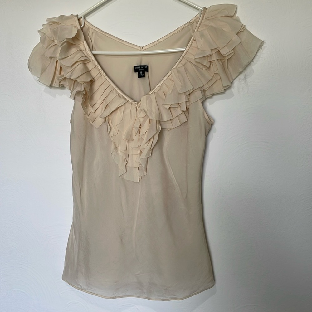 Nine West Petites Cream Colored Silk Sleeveless Top